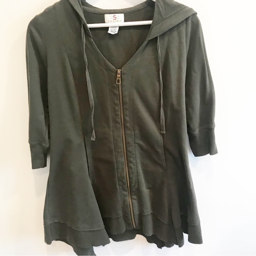 OSO  Casuals Long Hooded Asymmetric hem Jacket. Size S